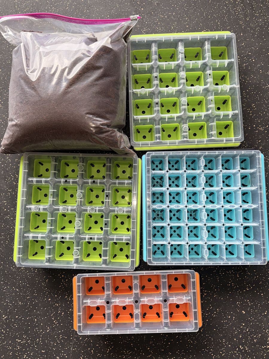 Gardening Burpee Seed Starting Kit - Pop Out Reusable- + Burpee Coconut Coir Seed Starter Soil