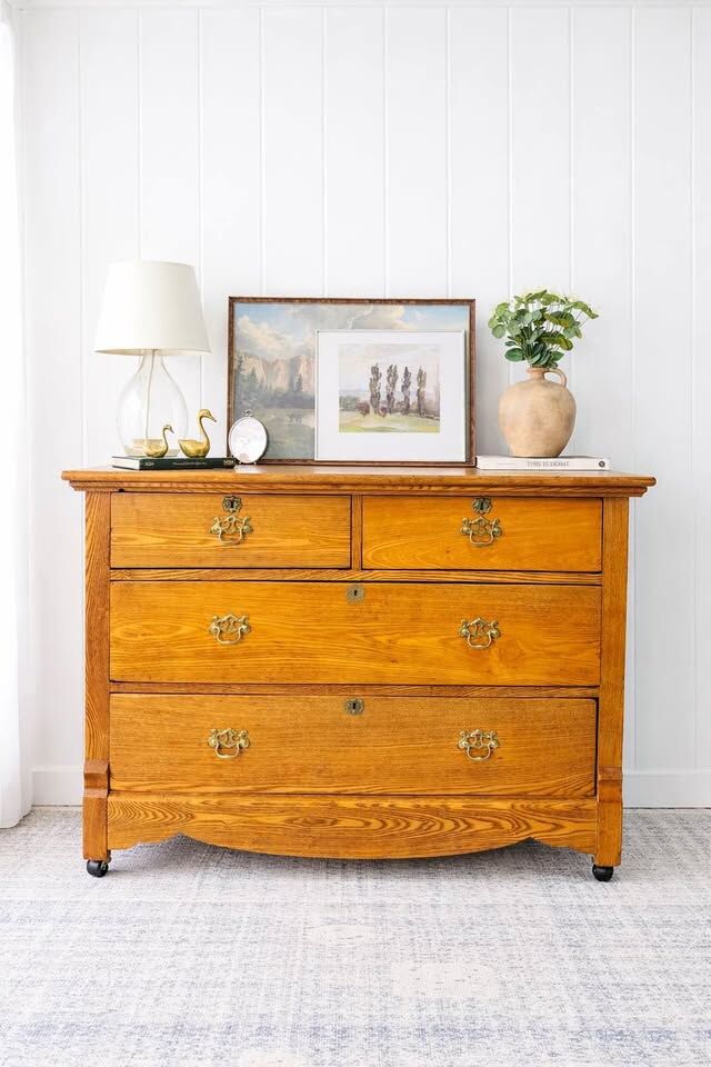 Antique Oak Solid Wood 4 Drawer Dresser | Antique Oak Chest | Antique Dresser