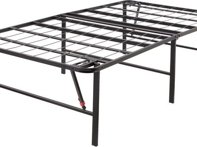 Amazon Basics Foldable Metal Platform Bed Frame with Tool Free Setup, 18 Inches high