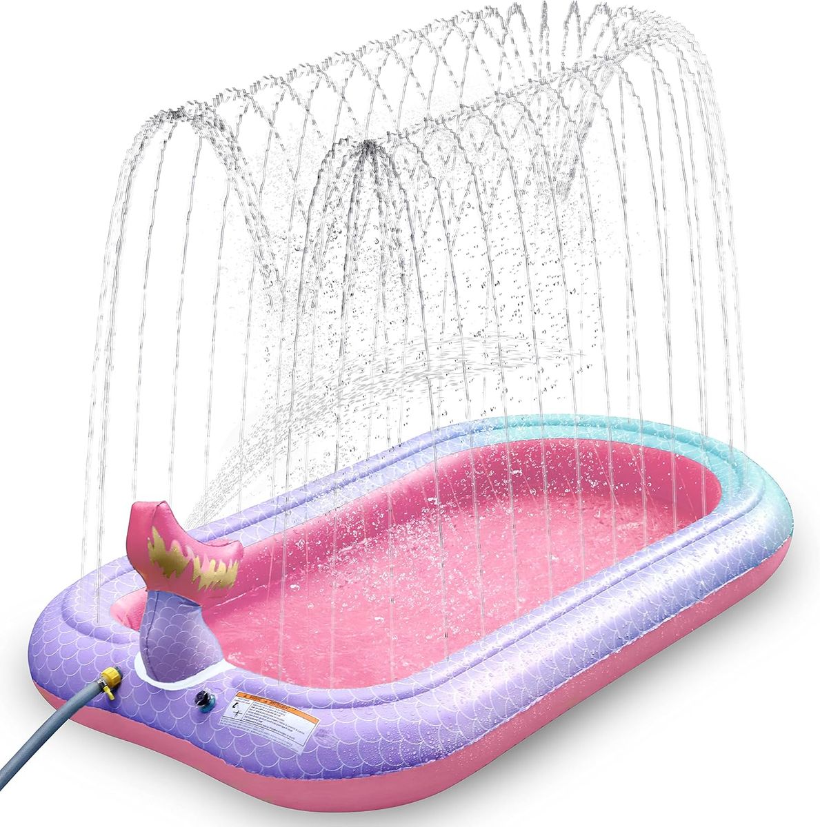 NEW Ancesfun 65" Mermaid Splash Pad & Sprinkler for Kids, Large Outdoor Water Play Mat Summer Inflatable Wading Pool
