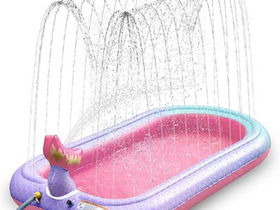 NEW Ancesfun 65" Mermaid Splash Pad & Sprinkler for Kids, Large Outdoor Water Play Mat Summer Inflatable Wading Pool