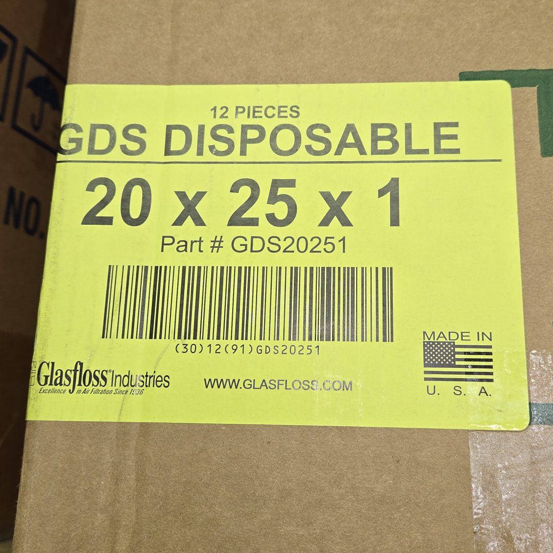 furnace fillers 18Qty 20×25×1"