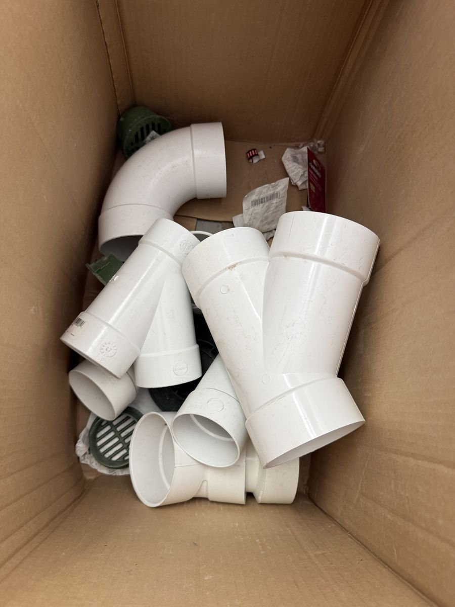 Assorted PVC Pipe Fittings and Drain Grates Lot