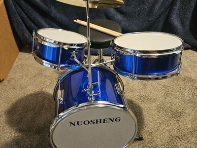 Nuosheng Blue Kids Junior Drum Set with Stool and Sticks