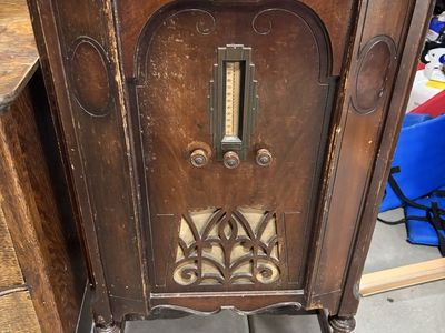 Vintage Philco Radio Cabinet - Untested Antique Wooden Console Radio with Ornate Details