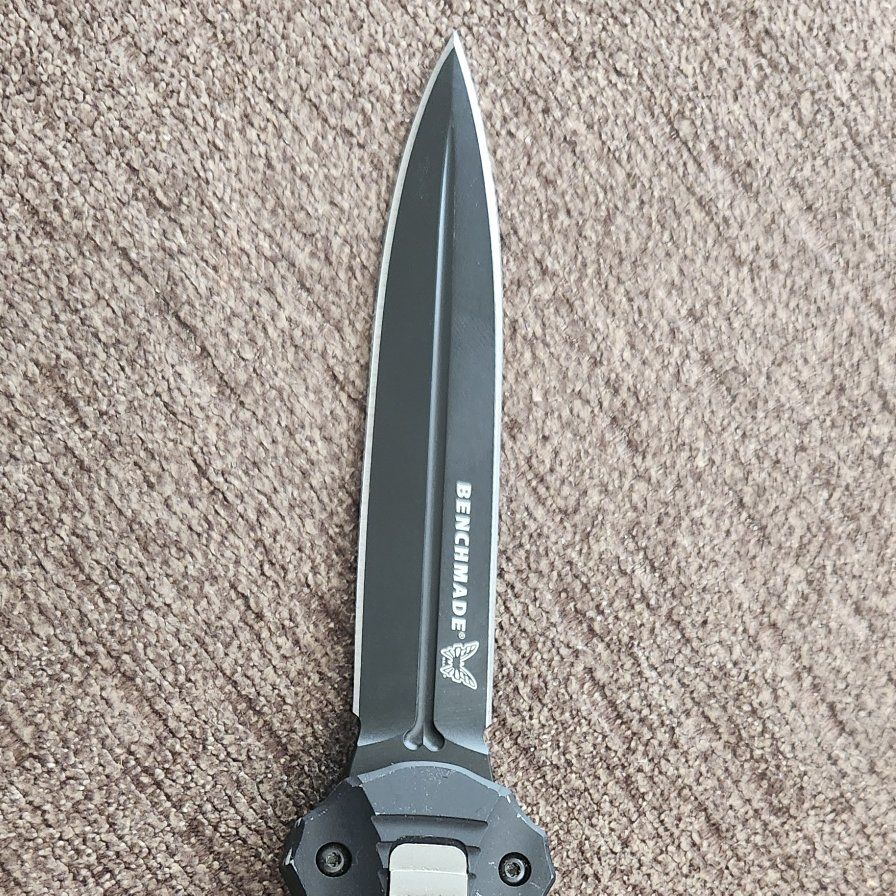 Benchmade 3300 Infidel OTF Double-Edge Dagger Knife - Black Handle & Blade