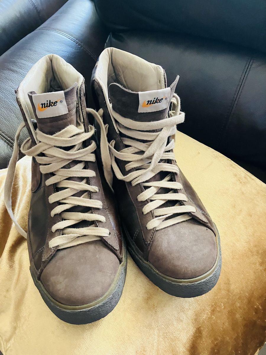 Nike Blazer High-Top Brown Leather Sneakers Men's Size (Unspecified)