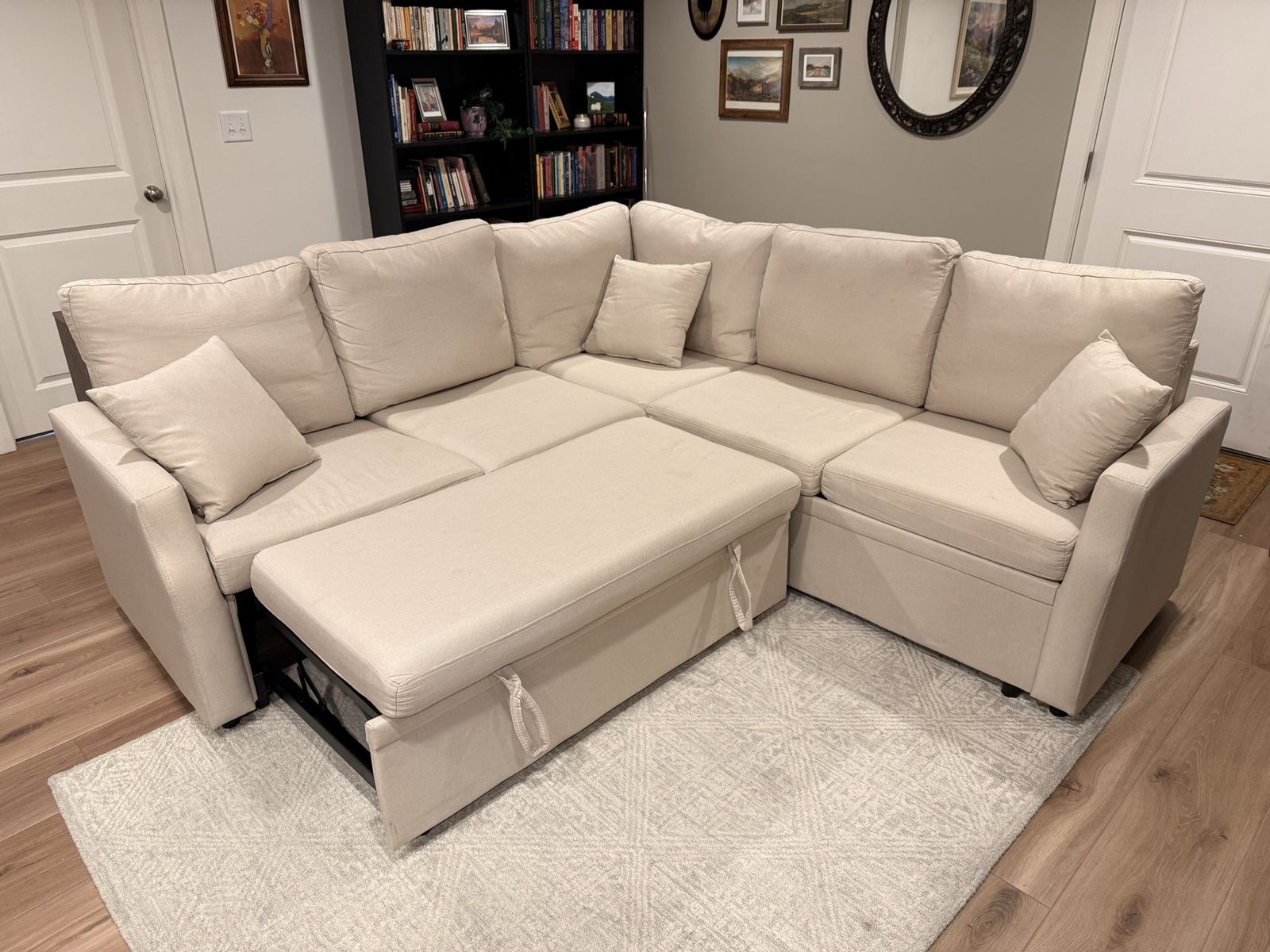 Couch with leg rest and storage