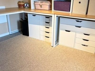 White L-Shaped Computer Desk + Matching Desk – $50