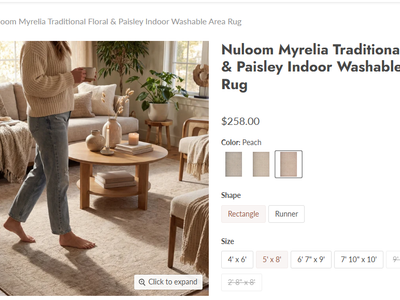 New 5' x 8' Nuloom Myrelia Traditional Floral & Paisley Indoor Washable Area Rug in Peach