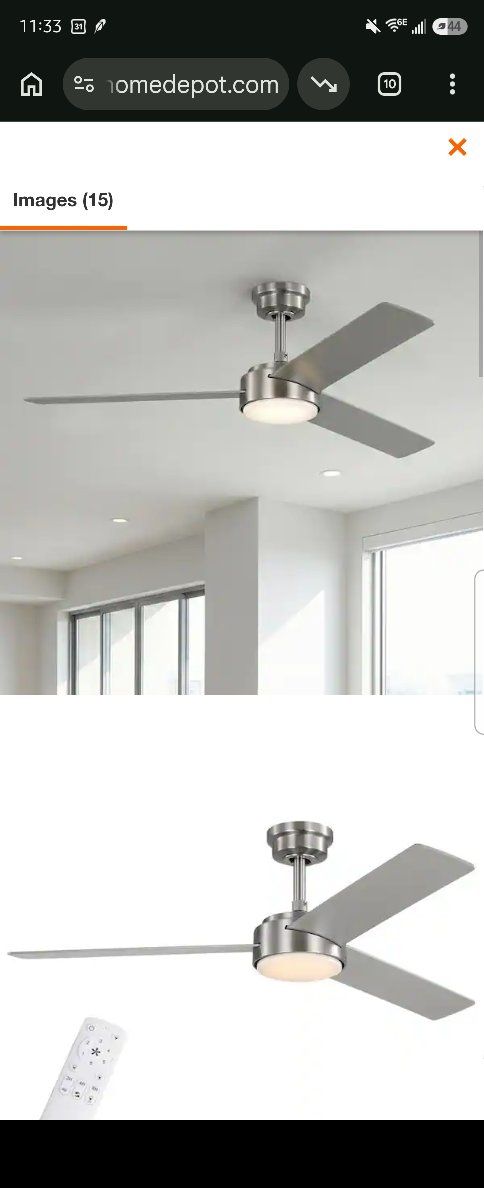Hampton Bay Cornwall 52 in. Brushed Nickel 3-Blade Ceiling Fan w/ Remote & LED Light