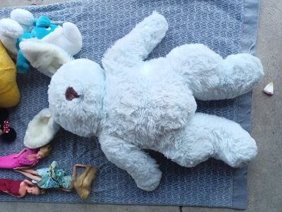Floppy Friends Blue Plush Bunny Rabbit Stuffed Animal Vintage 1980s Mervyn's Exclusive Large 24"