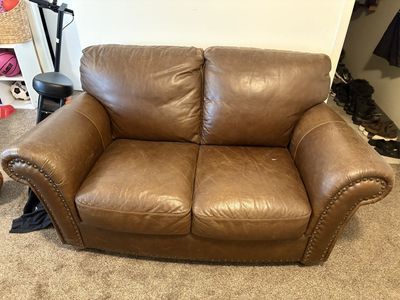 Leather love seat