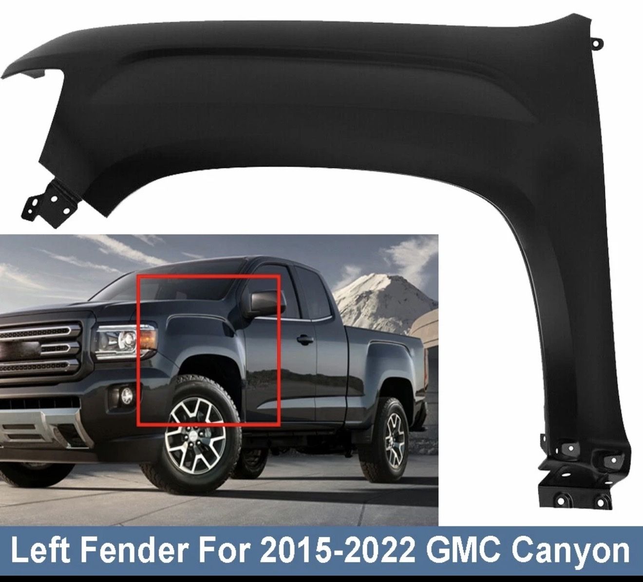 Left Fender for 2015-2022 GMC Canyon - Brand New Replacement Part, Black