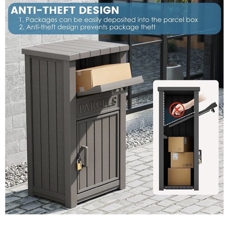 New Package Delivery Box for Outside, Large Lockable & Weatherproof Anti-Theft Parcel Drop Box for Porch