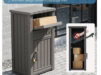 New Package Delivery Box for Outside, Large Lockable & Weatherproof Anti-Theft Parcel Drop Box for Porch