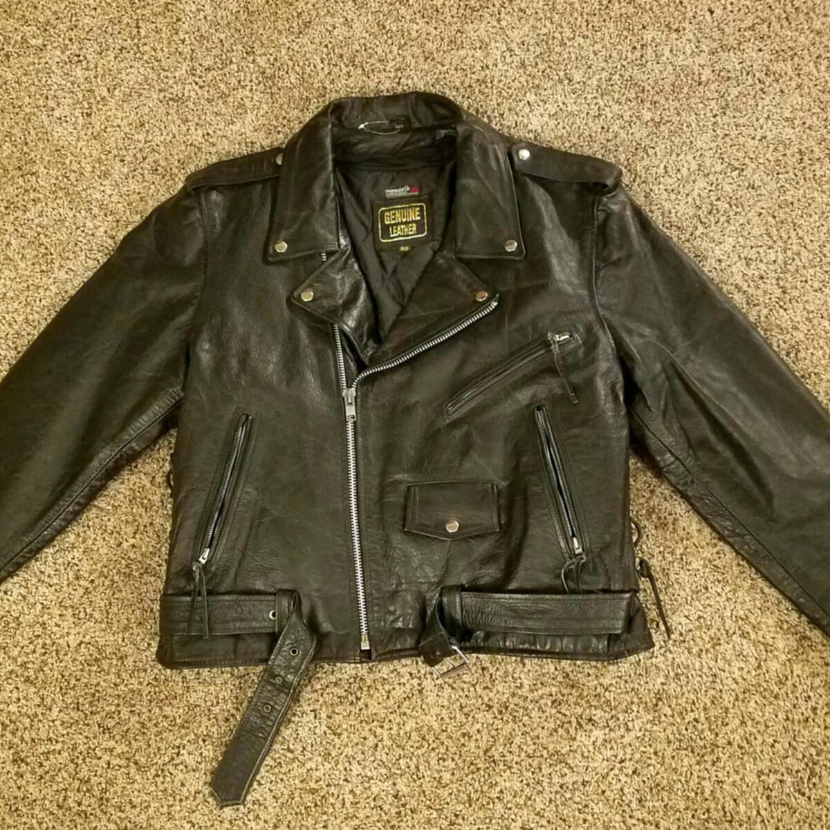 Men's Vintage Insulated Leather Jacket Large