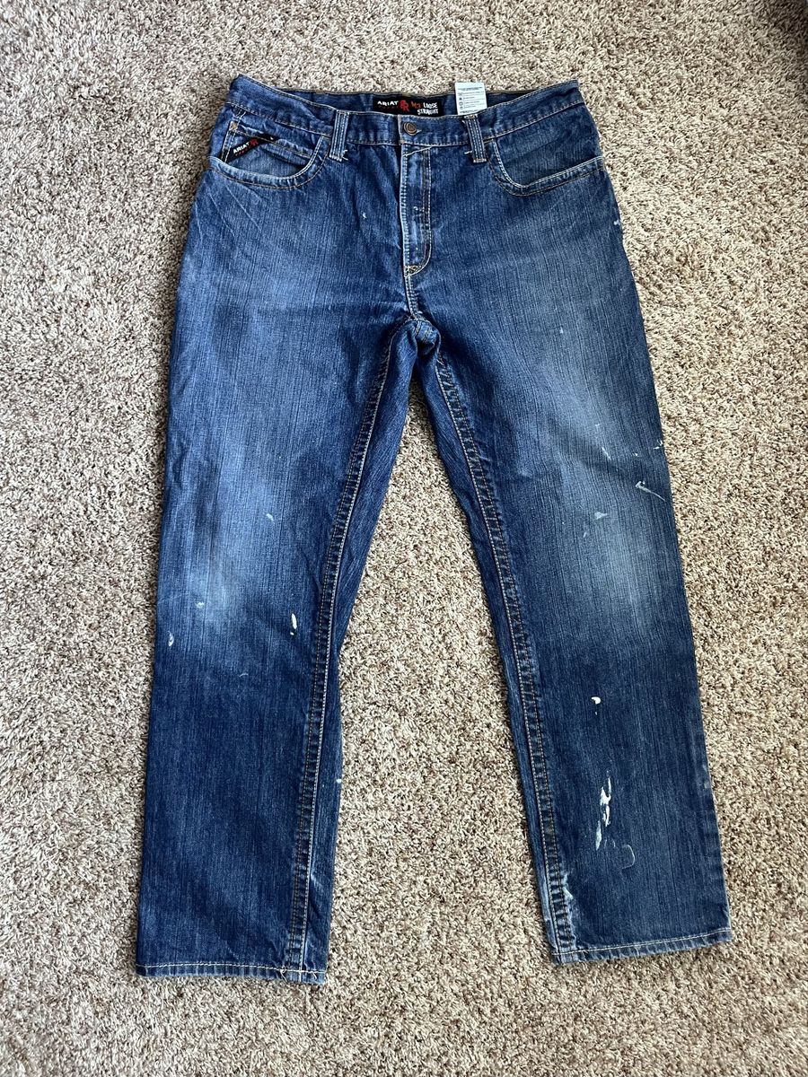 Ariat M3 Loose Straight Leg Jeans Men's Size 36x34 Blue Denim Work Pants