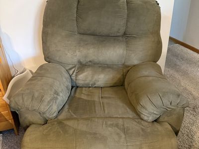 Comfortable Olive Green Microfiber Recliner Chair - Great Condition