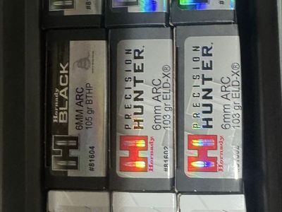 6 ARC Hornady Precision Hunter, Match & Black Ammo