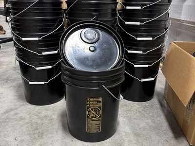 New 5-Gallon Buckets with Snap-On Lids - $5 each, $75 for all