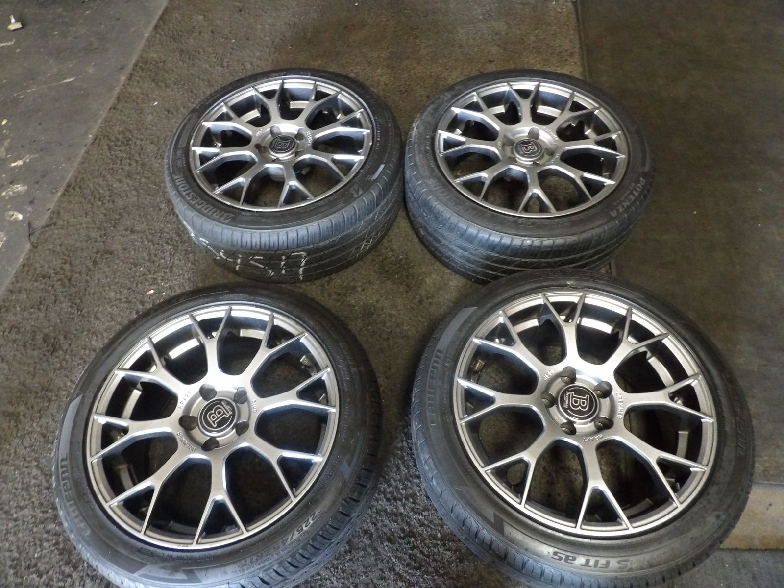 SET OF USED 17" BREMER WHEELS 5X112 AND TIRES 225/45R17