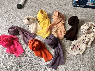 9 used hijabs, head scarves, veils, chiffon