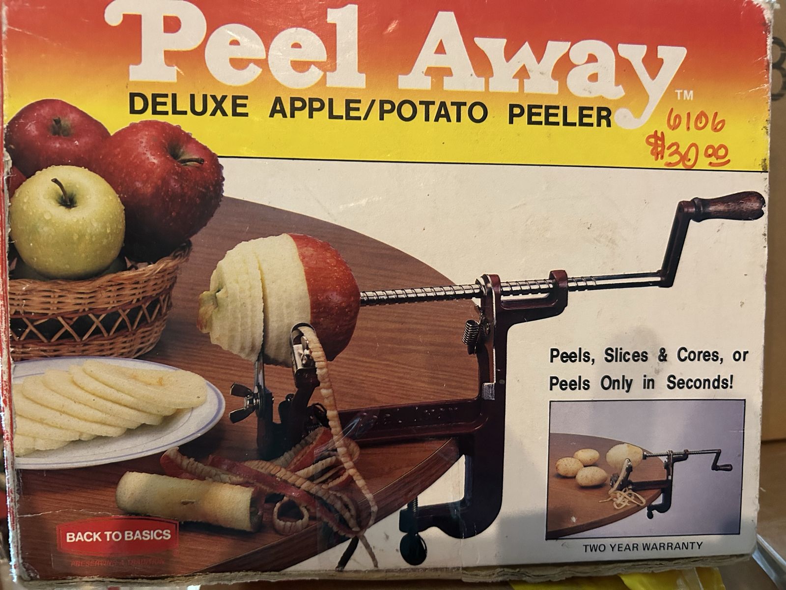 Back to Basics Peel Away 6106 Deluxe Apple/Potato Peeler - Peels, Slices, Cores