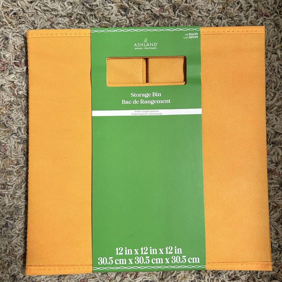 Ashland 12x12 Orange Fabric Storage Bin Organizing Cube Box