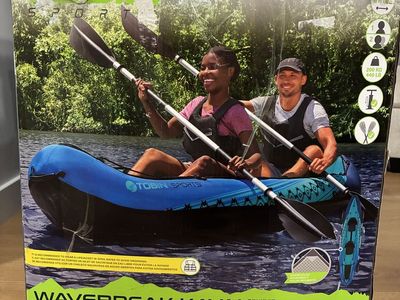 Tobin Sports Wavebreak Inflatable Kayak Set - 10ft 10in, 2-Person, Paddles & Pump Included