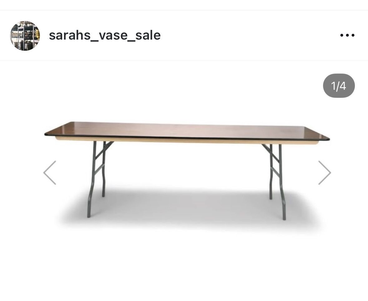 Wooden top folding event tables. 8' x 40"