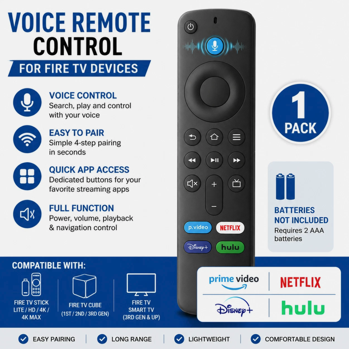 Voice Remote for Fire TV Stick 4K Max Lite Cube Alexa Replacement Control