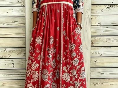 American Flag Floral Print Boho Midi Dress - Red, White & Blue, Size 14. pick up. Polyester, machine Wash