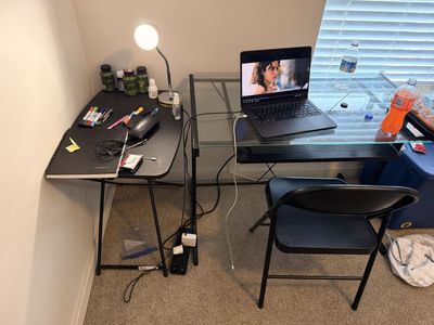 Modern Glass Computer Desk – Home Office or Gaming Setup – $40 OBO