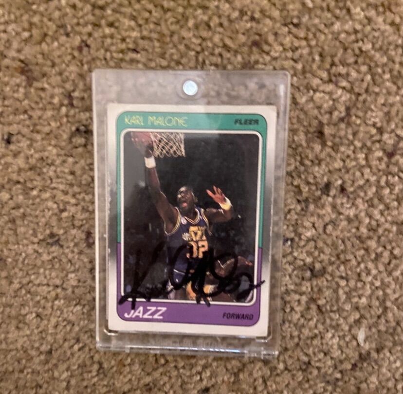 Karl Malone Signed Card