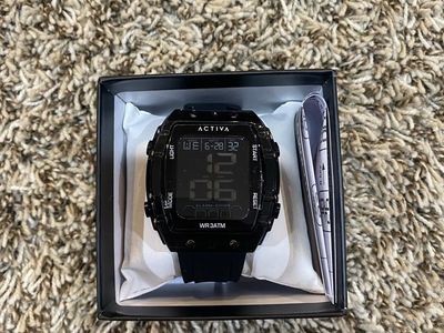 Activa Black Digital Sport Watch WR3ATM New in Box with Pen