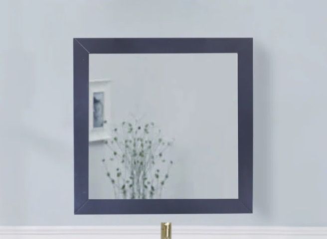 Modern Navy Blue Framed Square Wall Mirror 27.56 x 27.56 Inch New In Box 