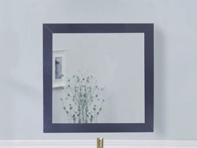 Modern Navy Blue Framed Square Wall Mirror 27.56 x 27.56 Inch New In Box