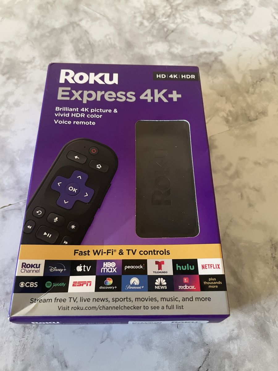 Roku Express 4K+ Streaming Media Player - HD/4K/HDR with Voice Remote - New Sealed