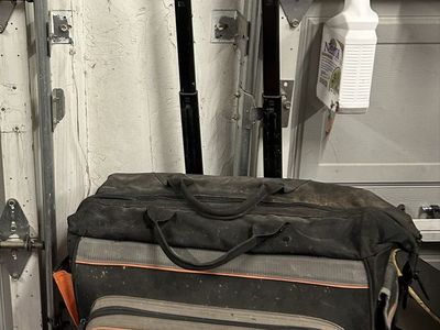 Used Klein Tools Rolling Tool Bag with Telescoping Handle and Klein meter with magnetic tether