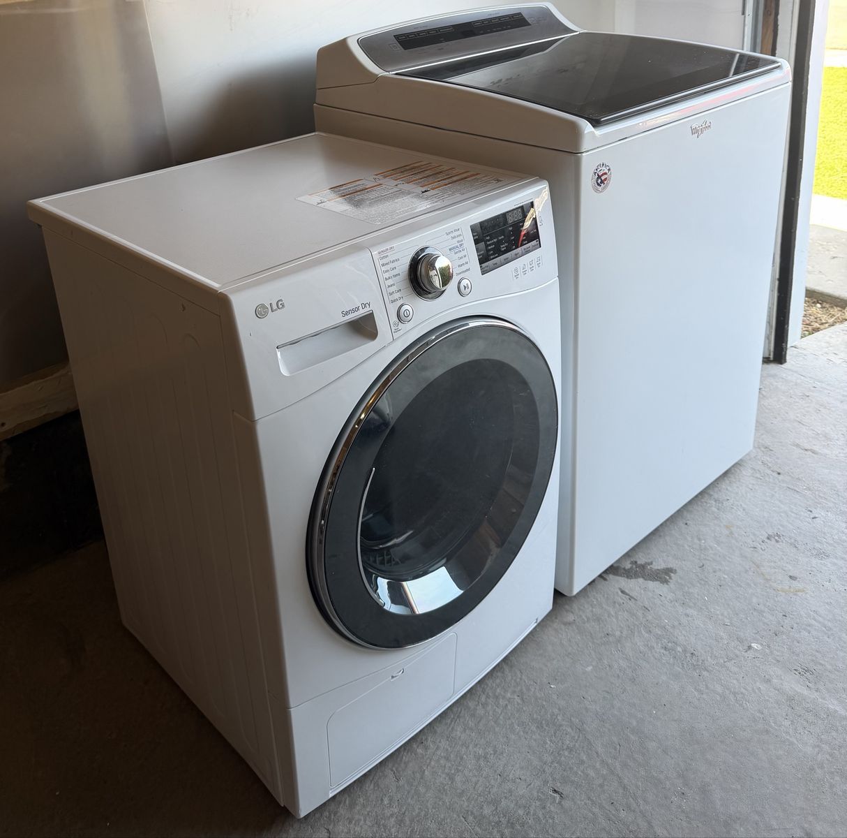 Whirlpool Top Load Washer LG Compact Electric Dryer