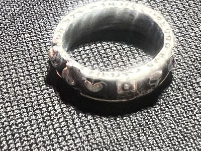 Unique Engraved Stainless Steel Band Ring size8