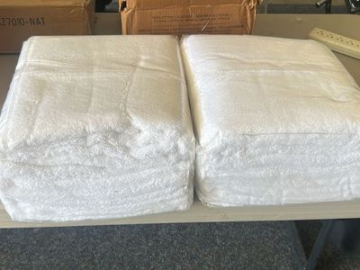 Lot of White 100% Cotton Bath Towels - New in Plastic Packs