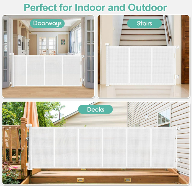 Upgraded 120 inch Retractable Baby/Pet Gate