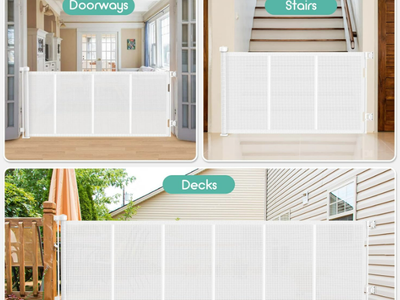 Upgraded 120 inch Retractable Baby/Pet Gate