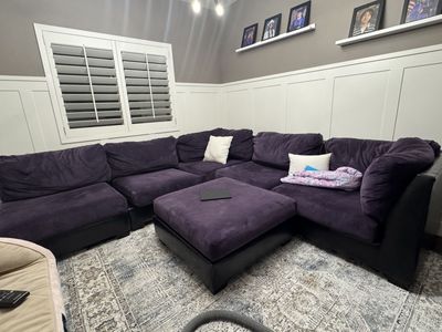 Purple Velvet Leather sectional couch