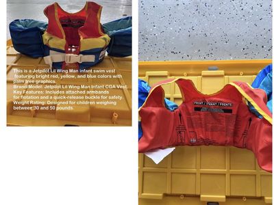 Jetpilot Lil Wing Man Infant CGA Swim Vest - Red/Yellow/Blue - Armbands & Quick-Release - 30-50 lbs