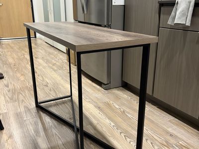 Wood and Black Metal Console Table / Desk