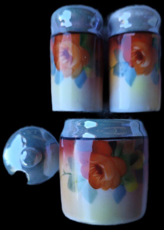 VTG 1940 Chikaramachi Lusterware Salt, Pepper, Mus