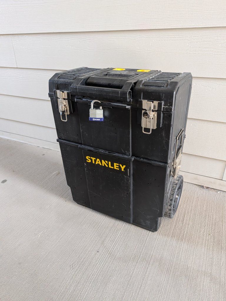 Stanley 2-in-1 Mobile Work Center Rolling Tool Box | Black & Yellow